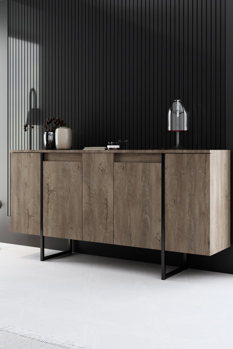Hanah Home Conjunto Muebles Salón Nogal Negro - Consola 160cm, Soporte TV 180cm, Mesa Centro 90cm